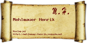 Mehlmauer Henrik névjegykártya